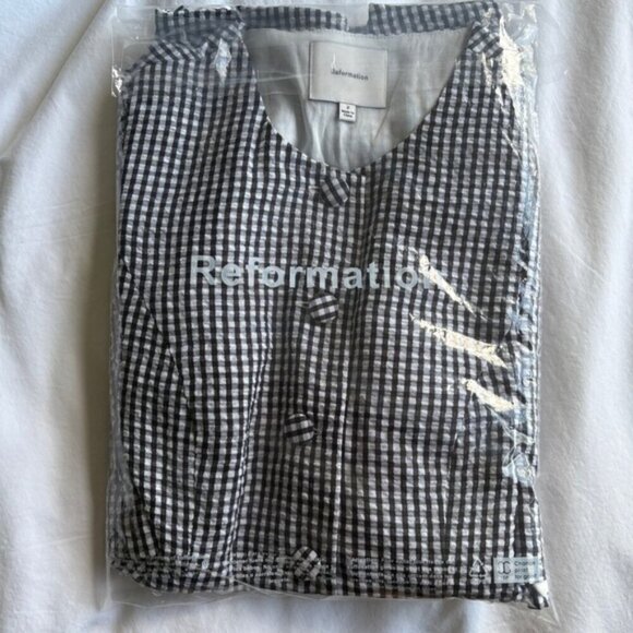 NEW Reformation Mika Two Piece Skirt Set Black White Check Gingham | US 2 UK 6 - Picture 13 of 13